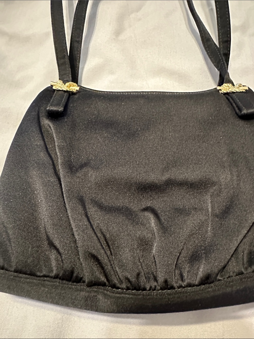 1950’s Elegant Black Women's Handbag with Gold Accents